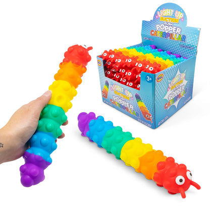 HGL Light Up Suction Push Popper Rainbow Caterpillar