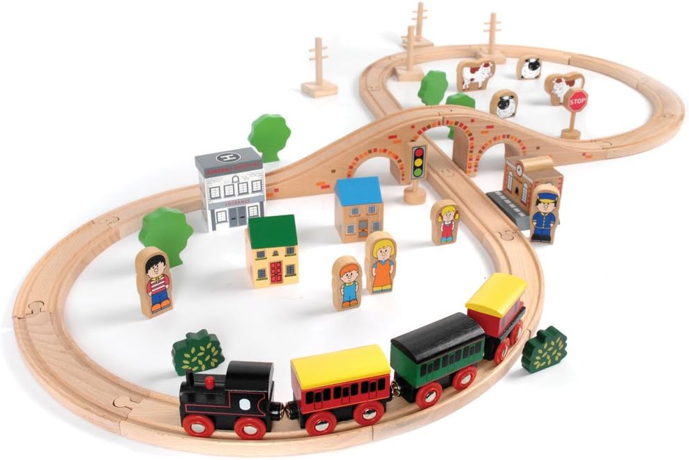 Tidlo 50 Piece Wooden Train