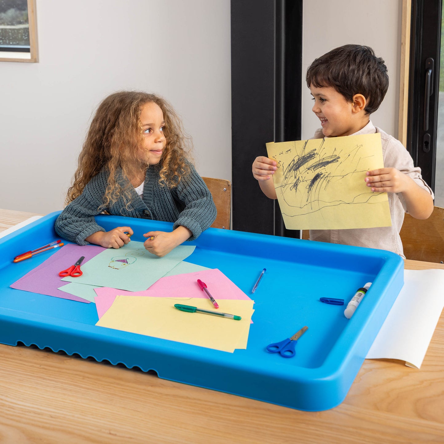 Plastic Play Tray Table for Indoor and Outdoor Play - Blue