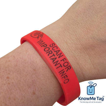 KnowMe Tag™ Smart Emergency ID Band Red