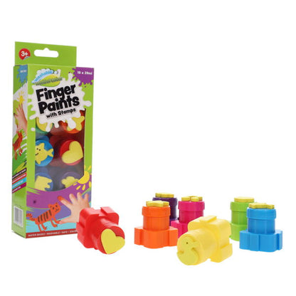 World of Colour 10 Interlocking Pots 20G Finger Paint With Stamps