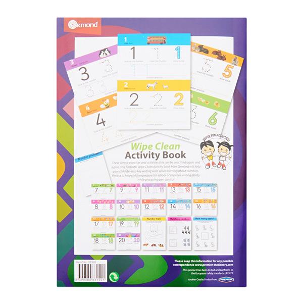 Ormond  A4 14Pg Wipe Clean Activity Book WPen  Numbers 1  20