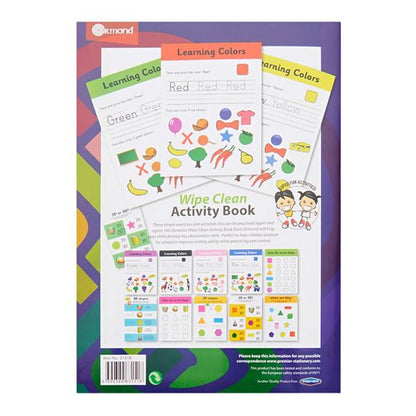 Ormond A4 14Pg Wipe Clean Activity Book WPen Colours & Shapes
