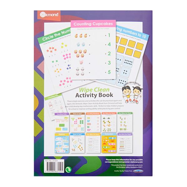 Ormond A4 14Pg Wipe Clean Activity Book WPen Maths & Counting