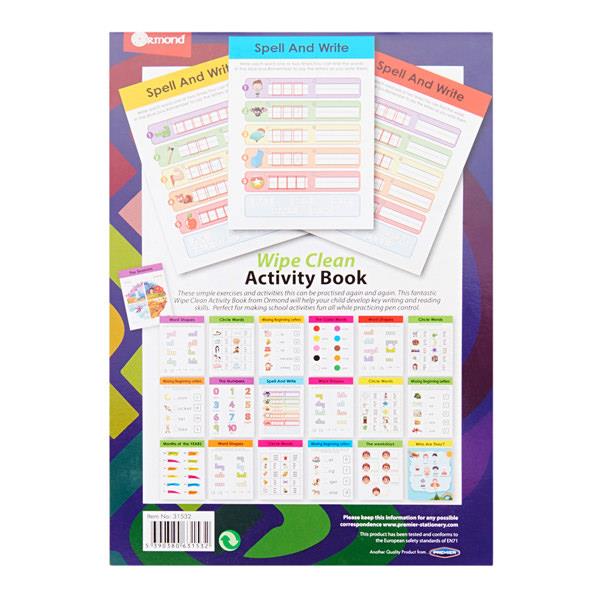 Ormond A5 22Pg Wipe Clean Activity Book WPen  Spell