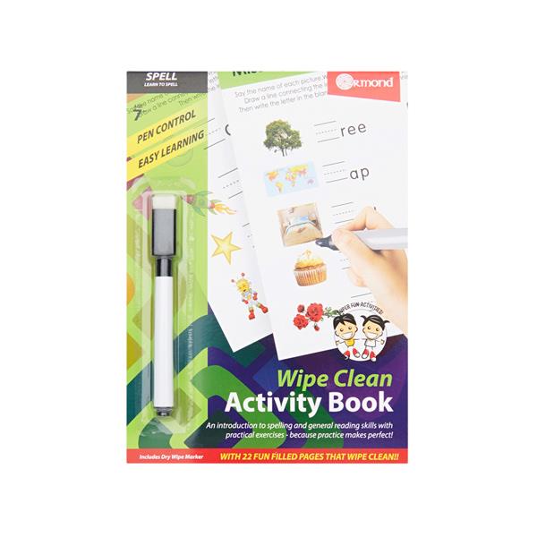 Ormond A5 22Pg Wipe Clean Activity Book WPen  Spell