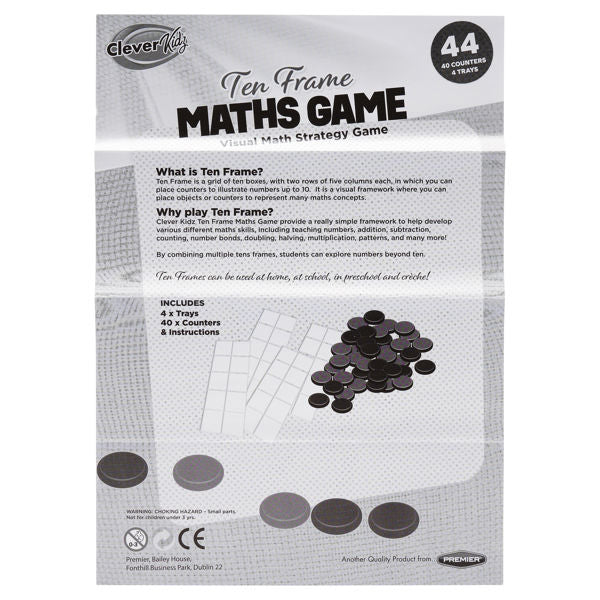 Clever Kidz  Ten Frame Maths Game  44 Pce