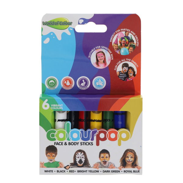 World of Colour Pkt6 Colourpop Face & Body Sticks