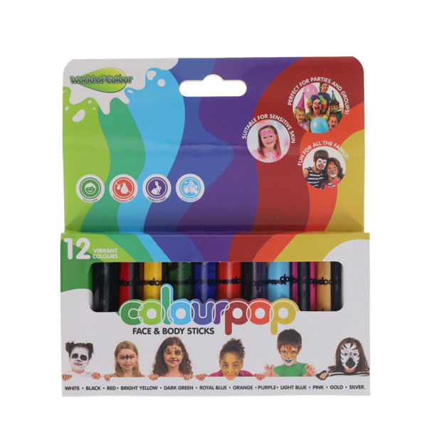 World of Colour Pkt12 Colourpop Face & Body Sticks