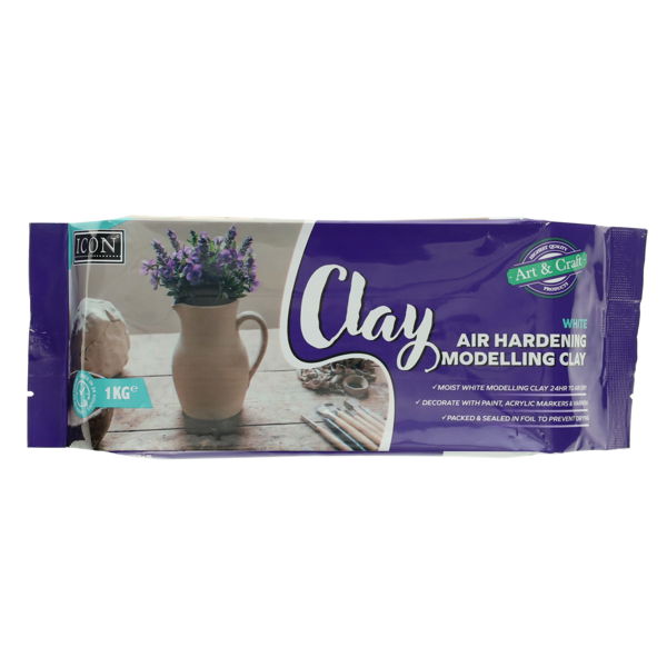 Icon 1kg Air Hardening Clay  White