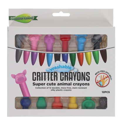 World of Colour Pkt12 Washable Critter Crayons