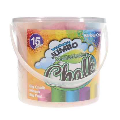 World of Colour Bucket 15 Jumbo Sidewalk Chalk  Coloured