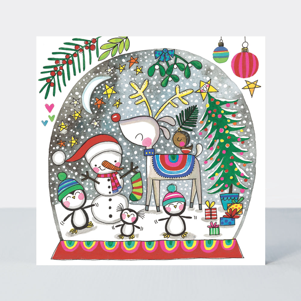 Rachel Ellen Xmas Jigsaw Cards - Reindeer Snow Globe