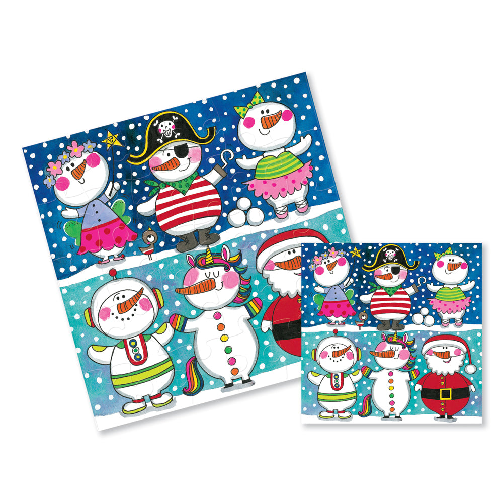 Rachel Ellen Xmas Jigsaw Cards - Snowmen Dressing Up