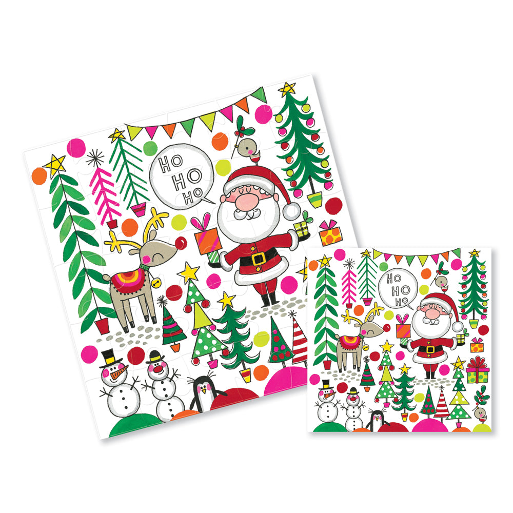Rachel Ellen Xmas Jigsaw Cards - Santa, Reindeer & Trees