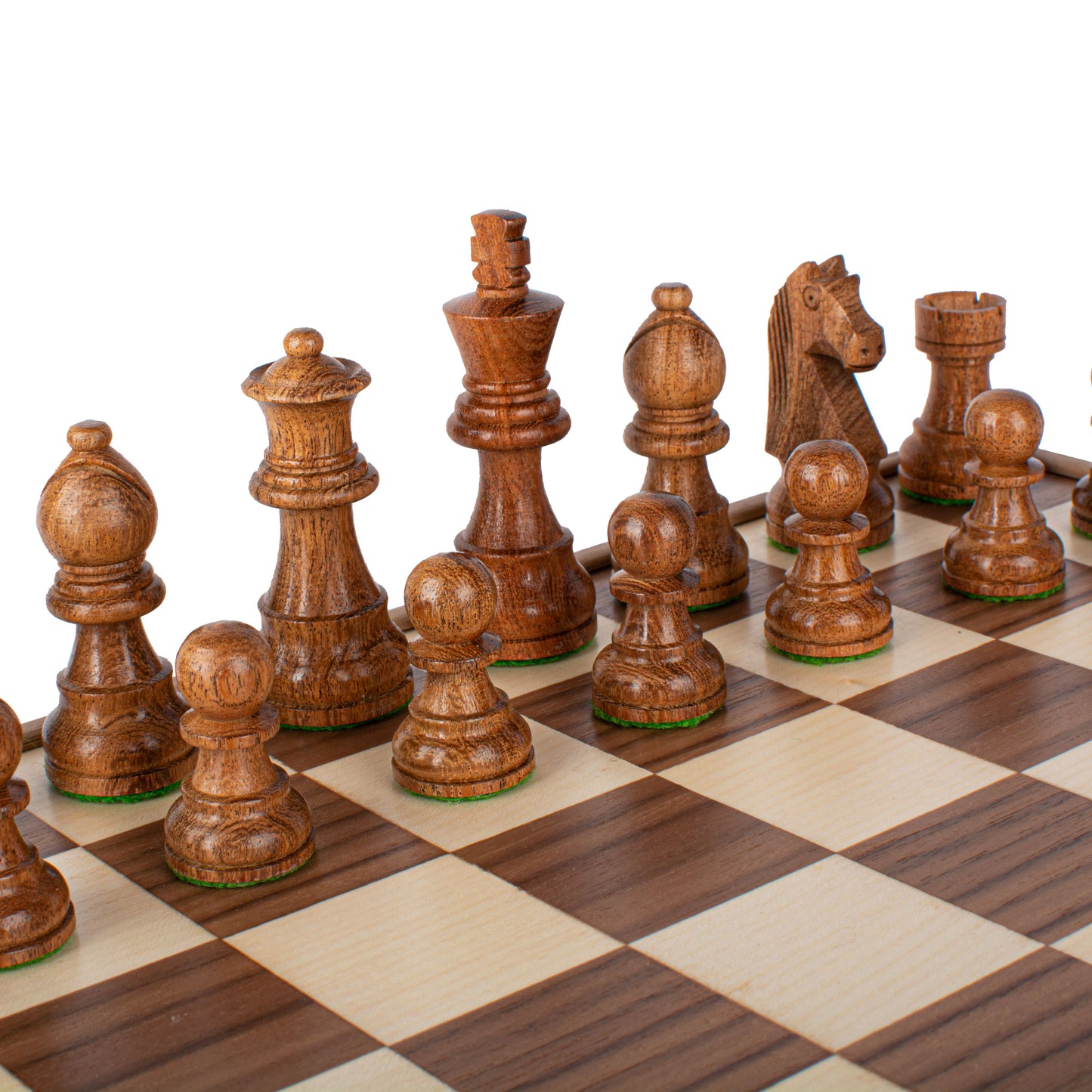 Manopoulos Wooden Chess Set In Inlaid Chessboard Case