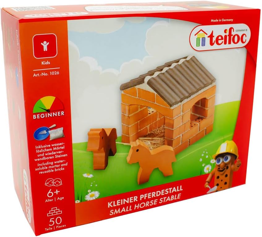 Teifoc Brick Construction Set Small Horse Stable
