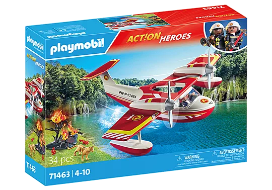 Playmobil 71463 Action Heroes: Firefighting Seaplane with Extinguishing Function