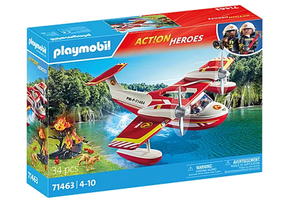 Playmobil 71463 Action Heroes: Firefighting Seaplane with Extinguishing Function