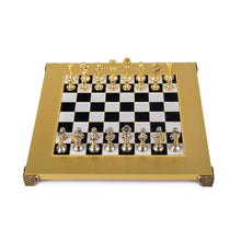 Manopoulos Classic Staunton Metal Chess Set with gold/silver chessmen and bronze-S32BLA