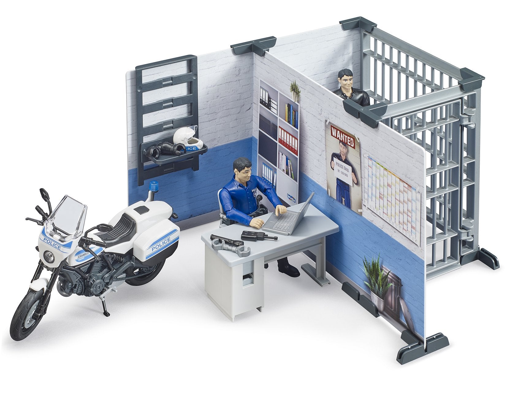 Bruder Bworld Police Station W/Motorbike