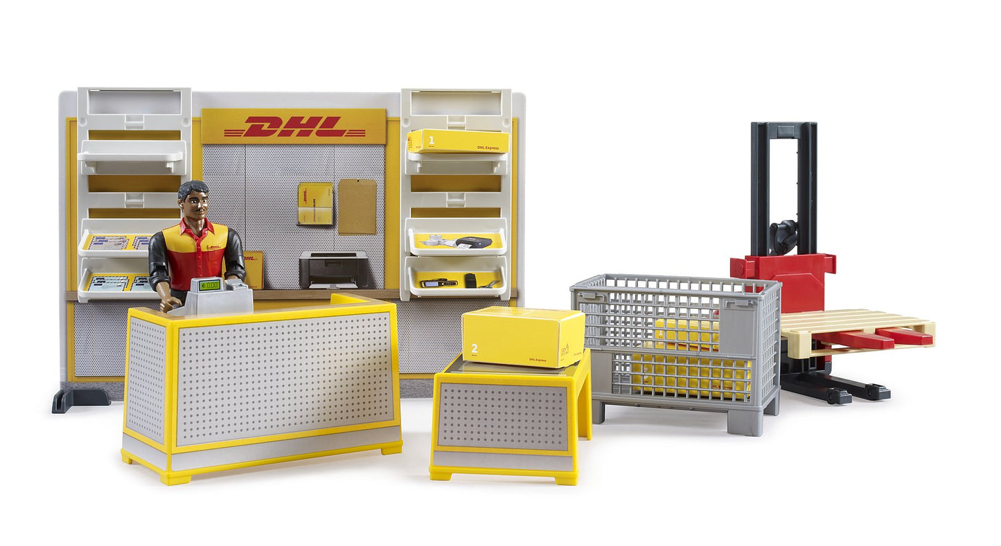 Bruder Bworld Dhl Shop W/Hand Pallet Truck