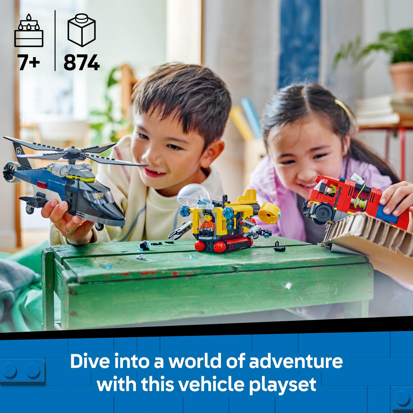 Lego City Great Vehicles 60462 Helicopter, Fire Truck & Submarine Remix