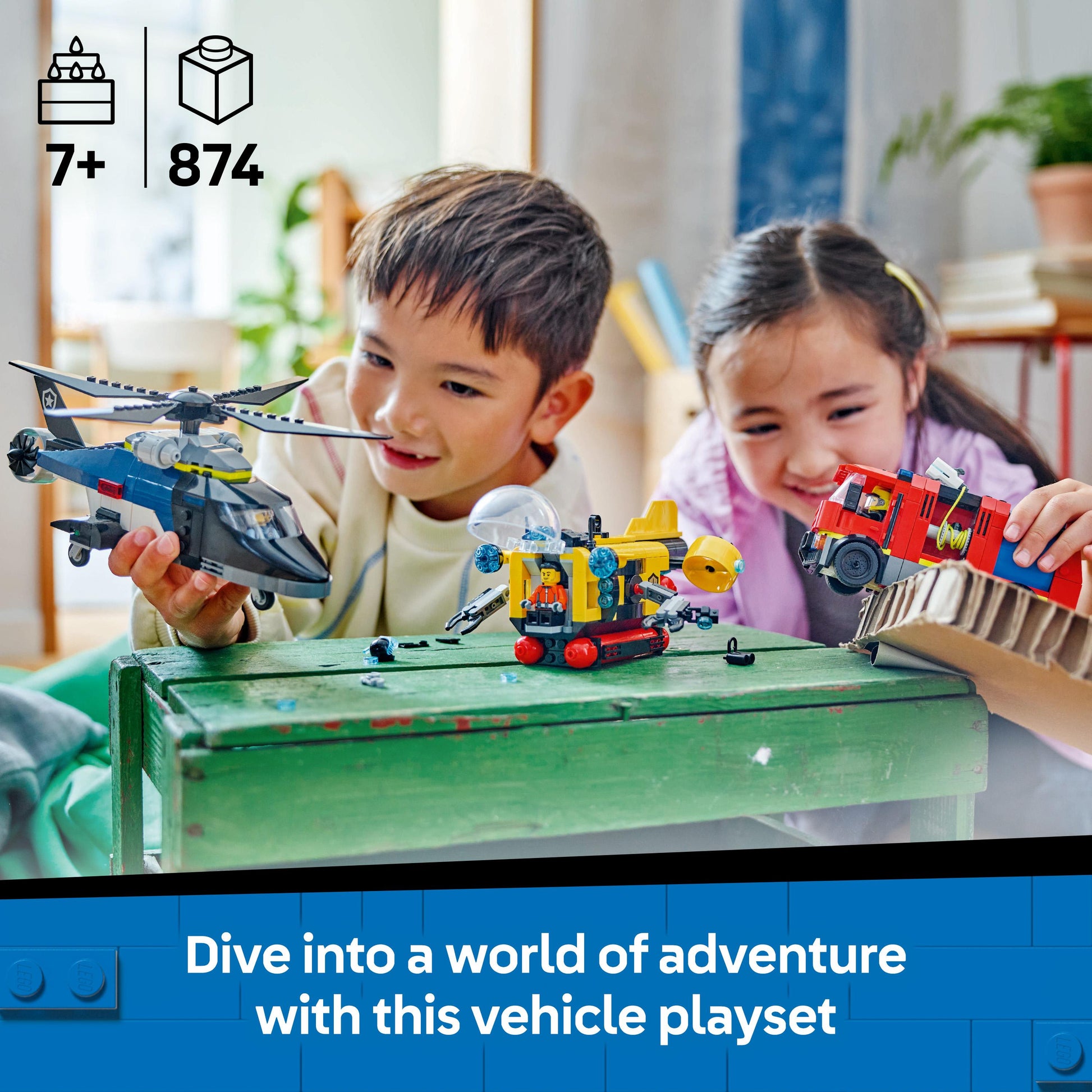 Lego City Great Vehicles 60462 Helicopter, Fire Truck & Submarine Remix