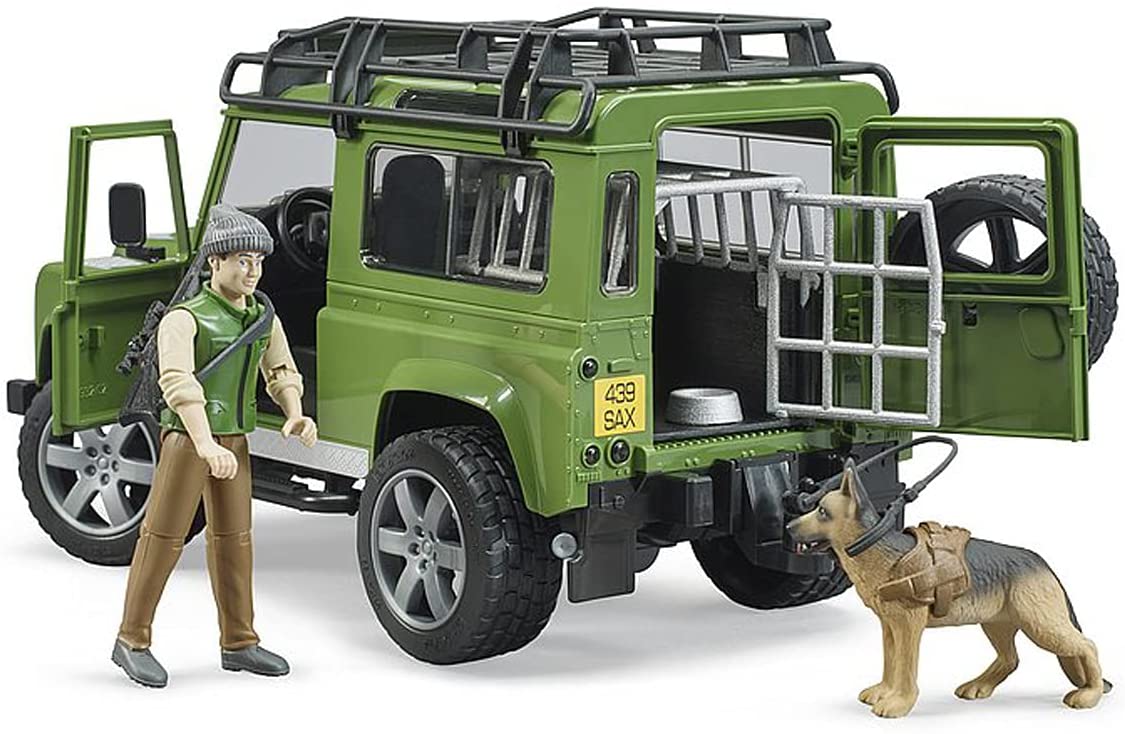 Bruder Land Rover Defender Station Wagon W/ Forester & Dog