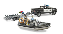 Bruder Ram 2500 Police Pickup W/Trailer & Boat