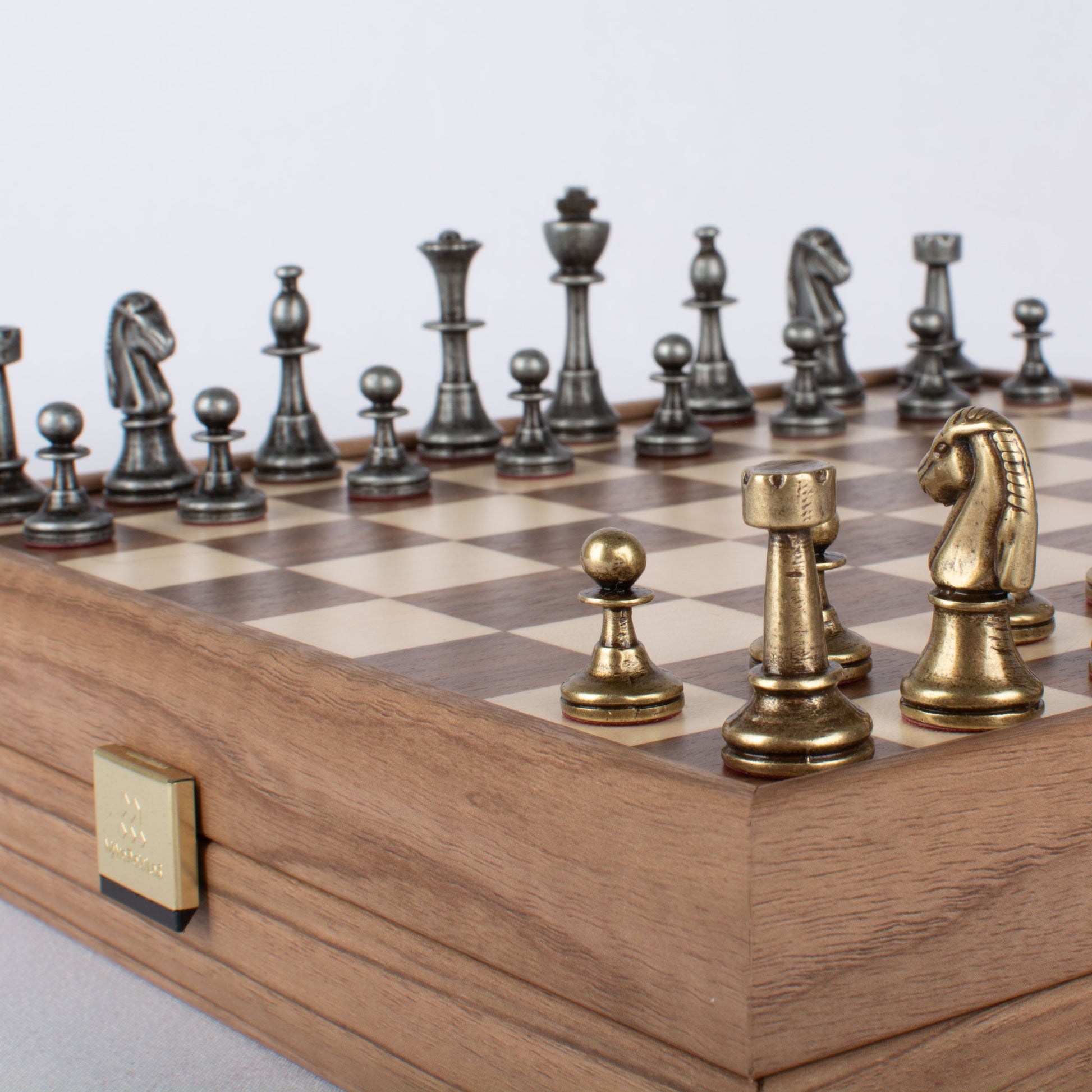 Manopoulos Wood & Metal Chess Set B