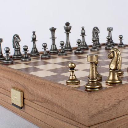 Manopoulos Wood & Metal Chess Set B
