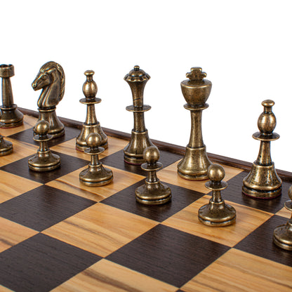 Manopoulos Wood & Metal Chess Set