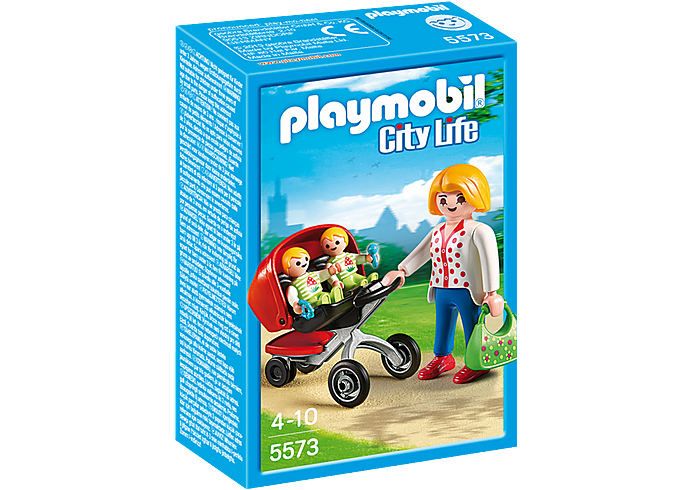 Playmobil 5573 City Life Mother With Twin Stroller