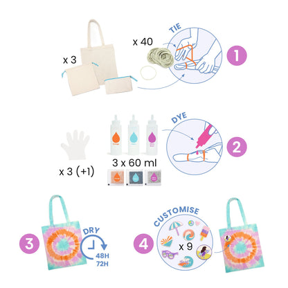Djeco Tote DIY Bag Tie-Dye Sunshine Camp