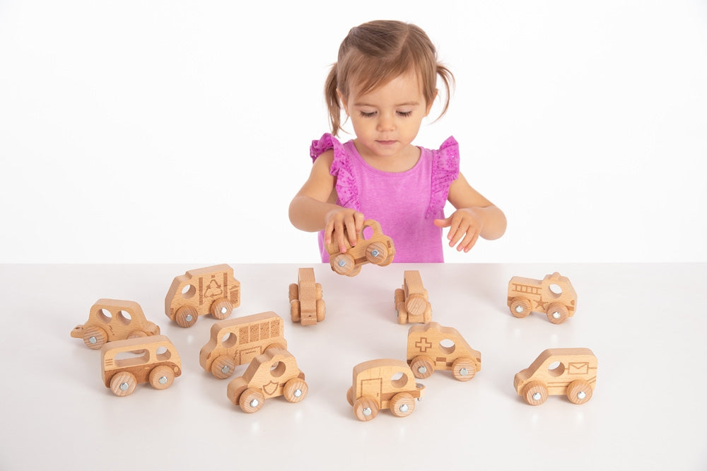 Tickit Natural Wooden City E-Vehicles Set