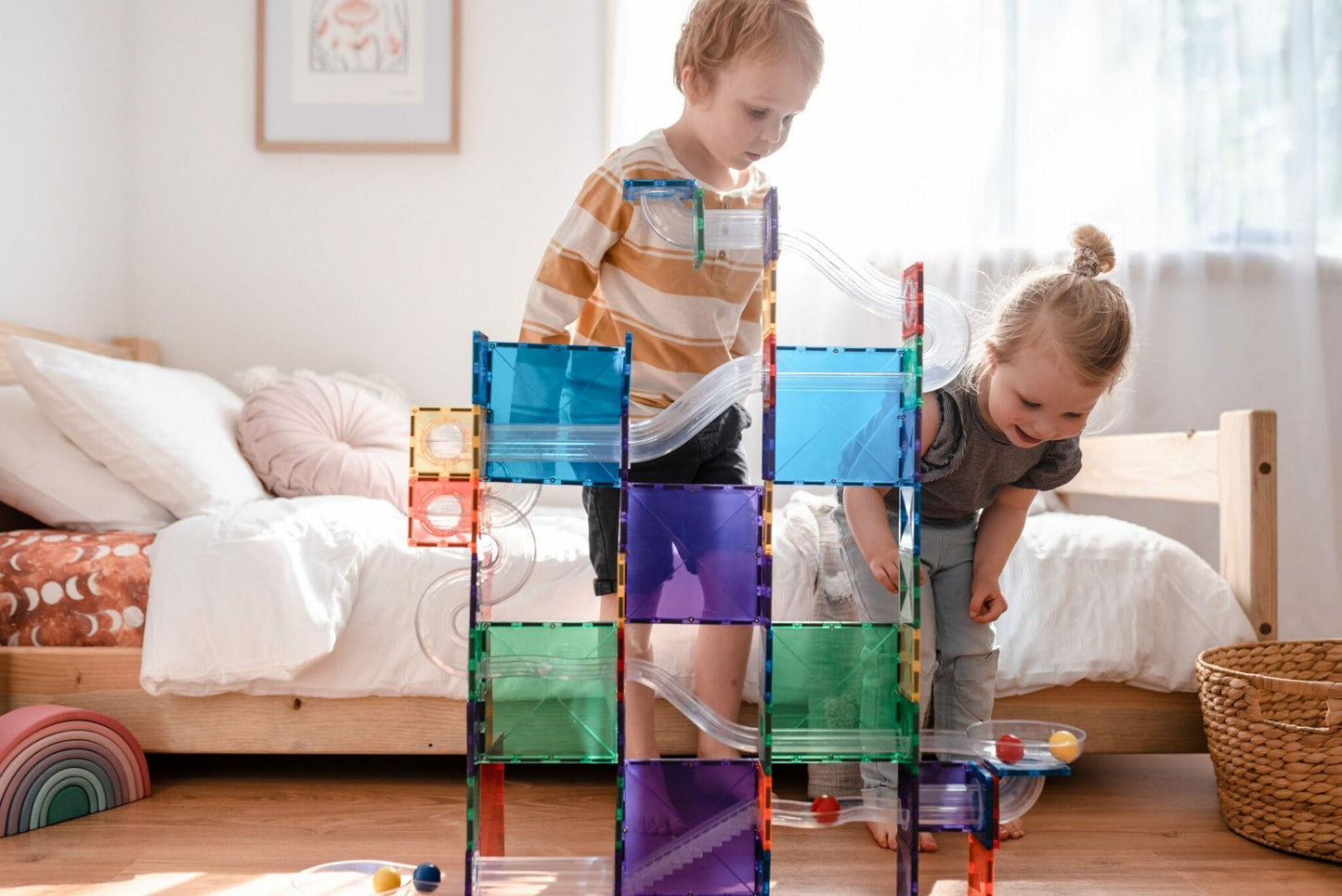 Connetix Tiles Rainbow 92 Pc Ball Run Pack