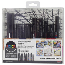 Posca Collection 8Pcs White Assorted Nib Sizes
