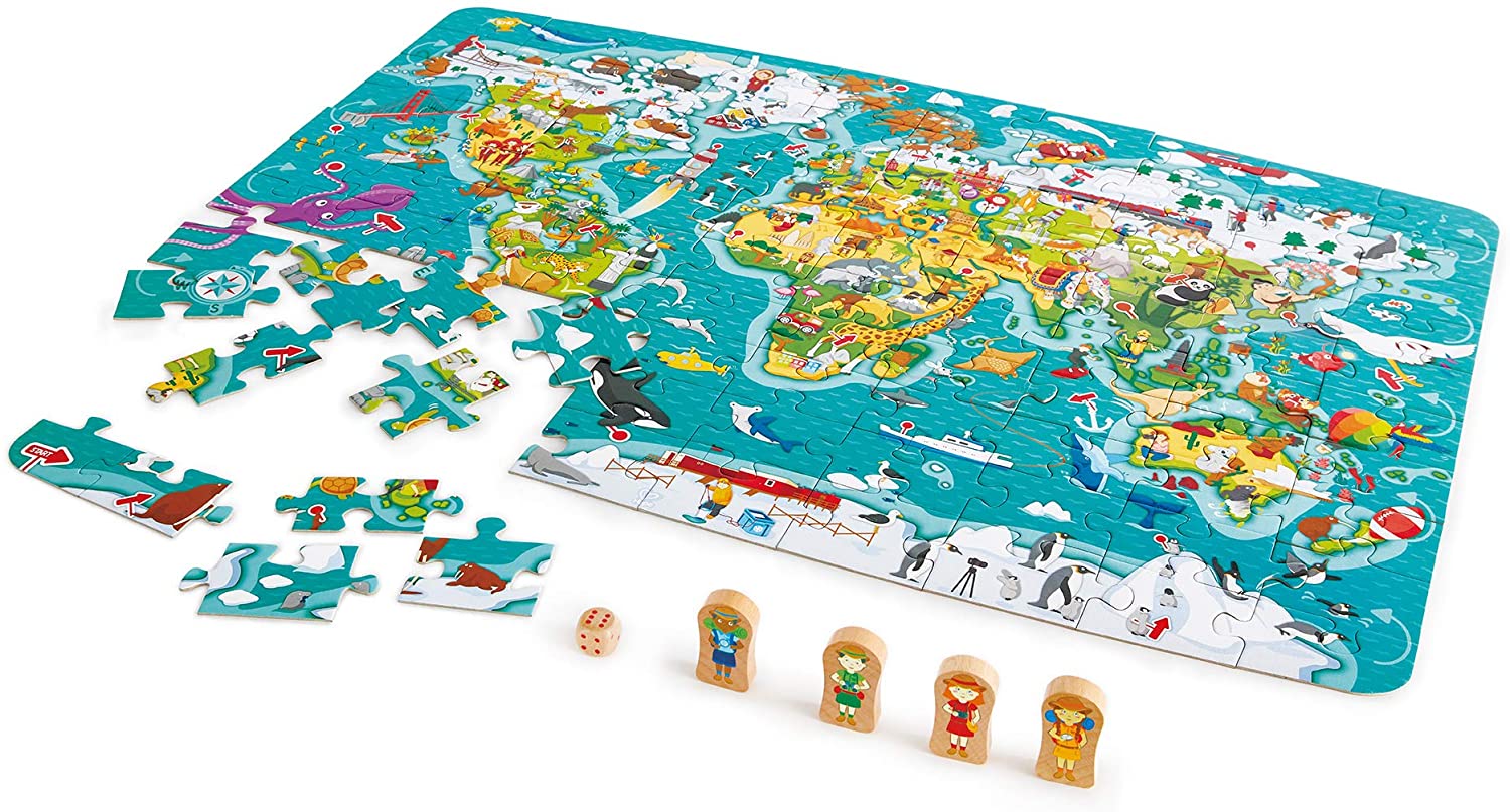 Hape E1626 2-in-1 World Tour Atlas Puzzle And Game