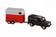 Kids Globe Die Cast Pull-Back Landrover Defender W/Horse Trailer - 2 Asst.