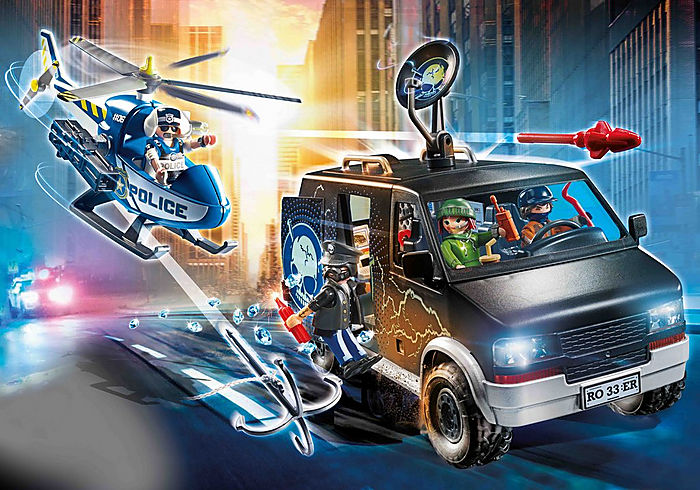 Playmobil 70575 City Action Police Helicopter Pursuit with Runaway Van