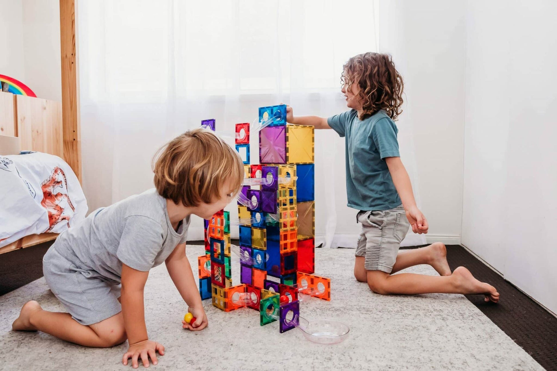 Connetix Tiles Rainbow 92 Pc Ball Run Pack