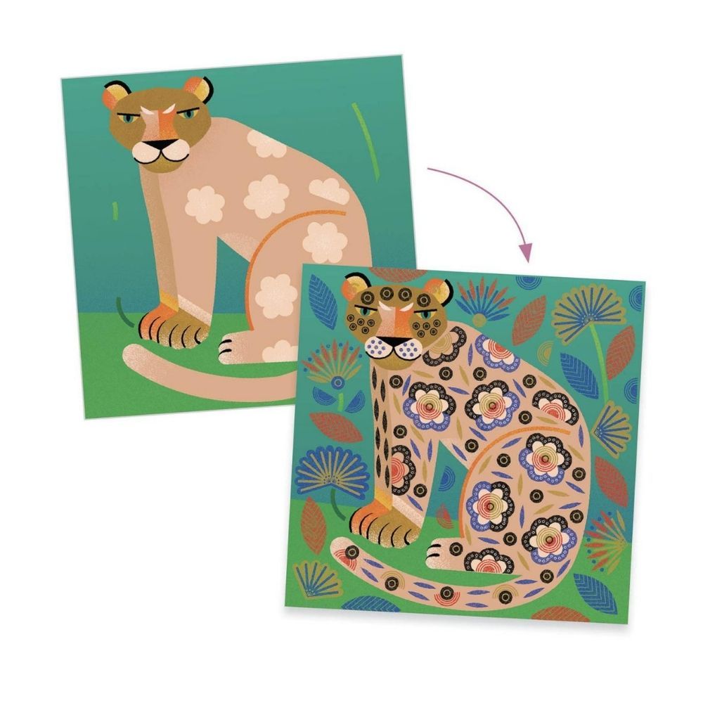 Djeco Clear Stamps - Patterns And Animals