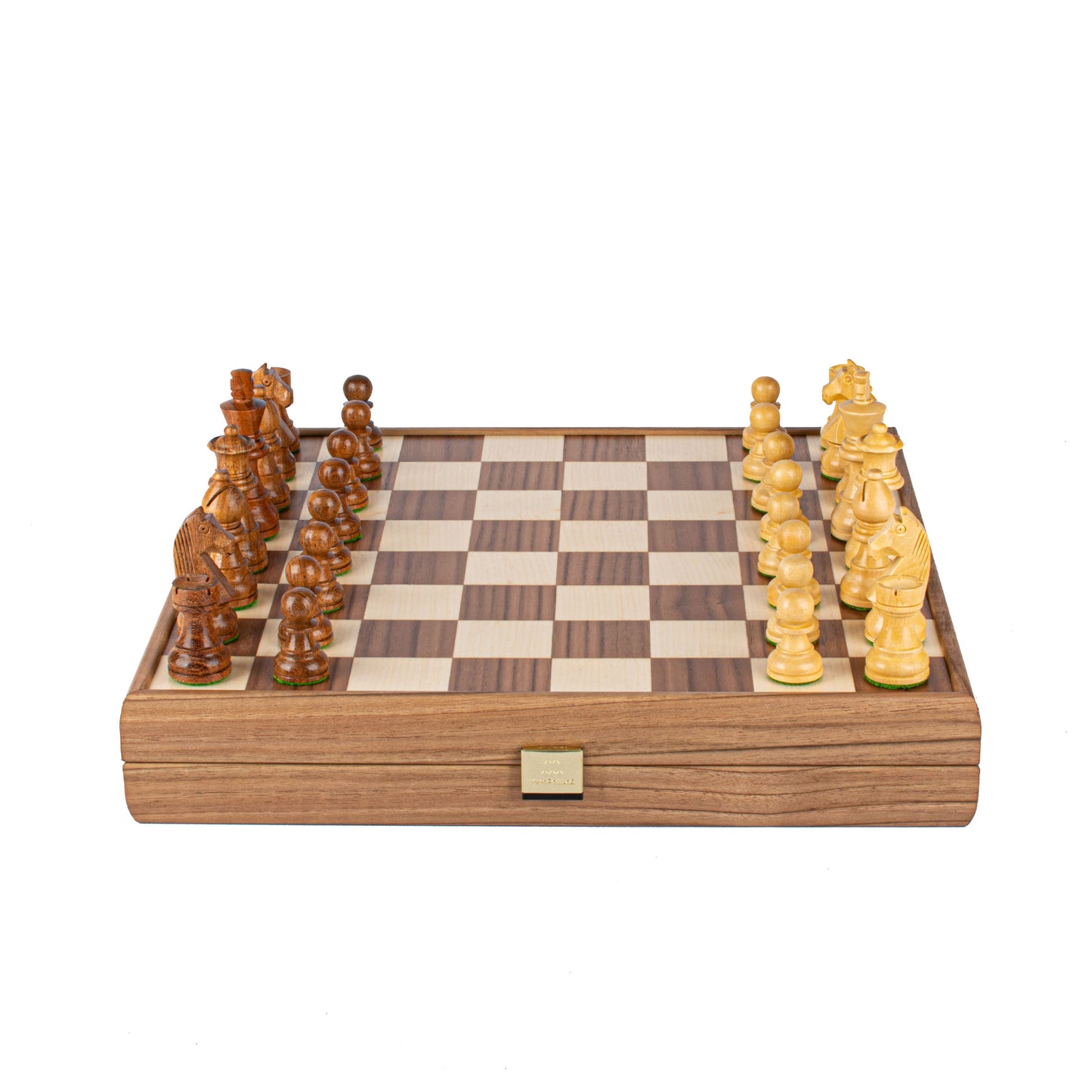Manopoulos Wooden Chess Set In Inlaid Chessboard Case
