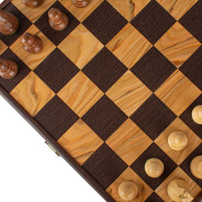 Manopoulos Wooden Chess Set in Wooden Cheeseboard Case