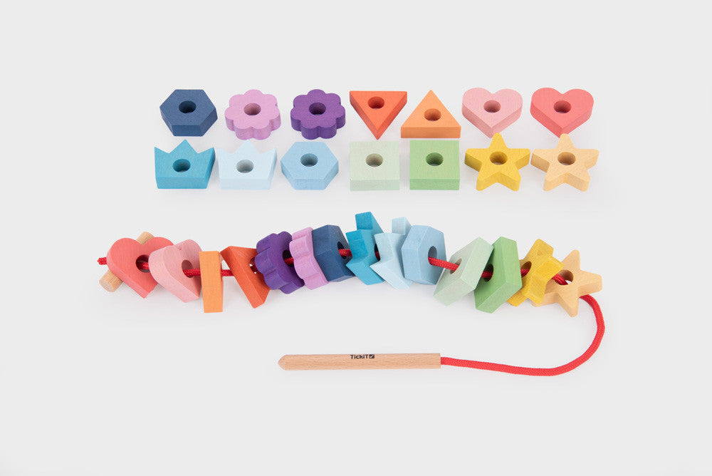 TickiT Rainbow Wooden Lacing Shapes