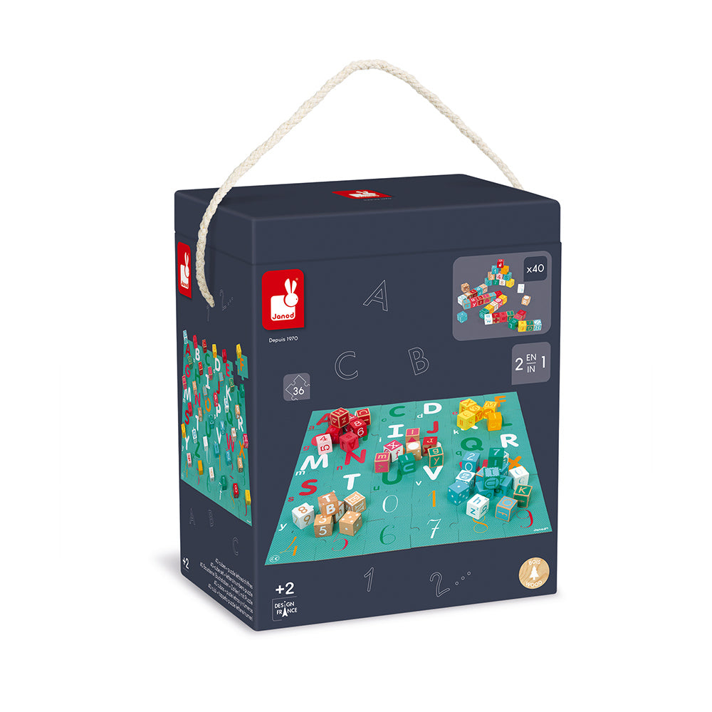 Janod KUBIX 40-Cube Set + Letters / Numbers Puzzle