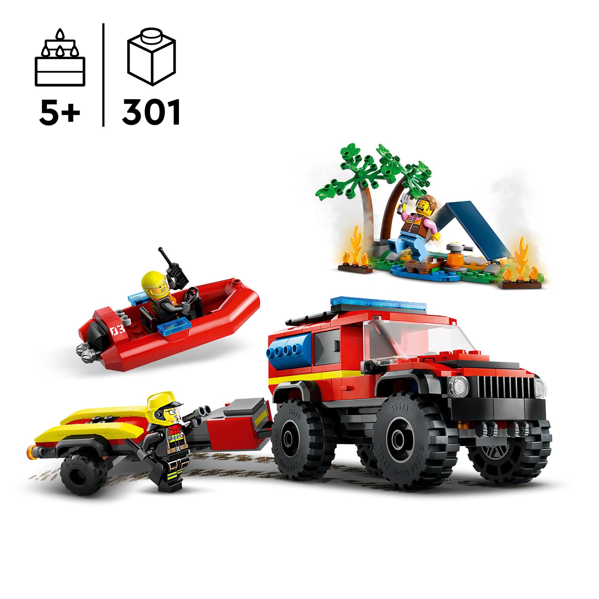 Lego City 60412 4x4 Fire Truck with Rescue Boat