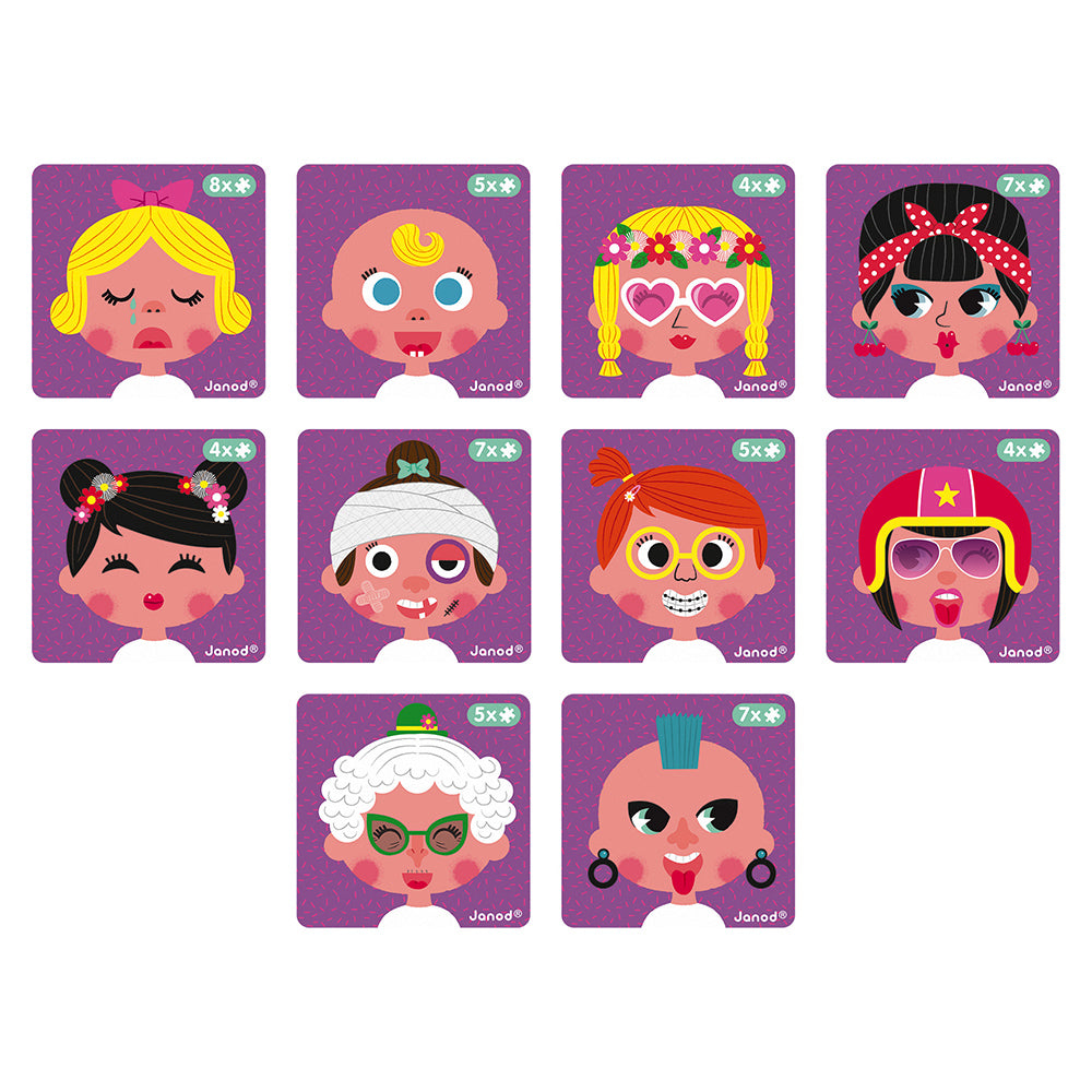 Janod Girl's Crazy Faces Magneti' Book