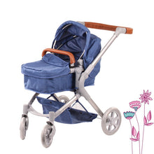 Gotz Dolls Doll Pram 4-wheel, 2 in 1, Denim & Spots